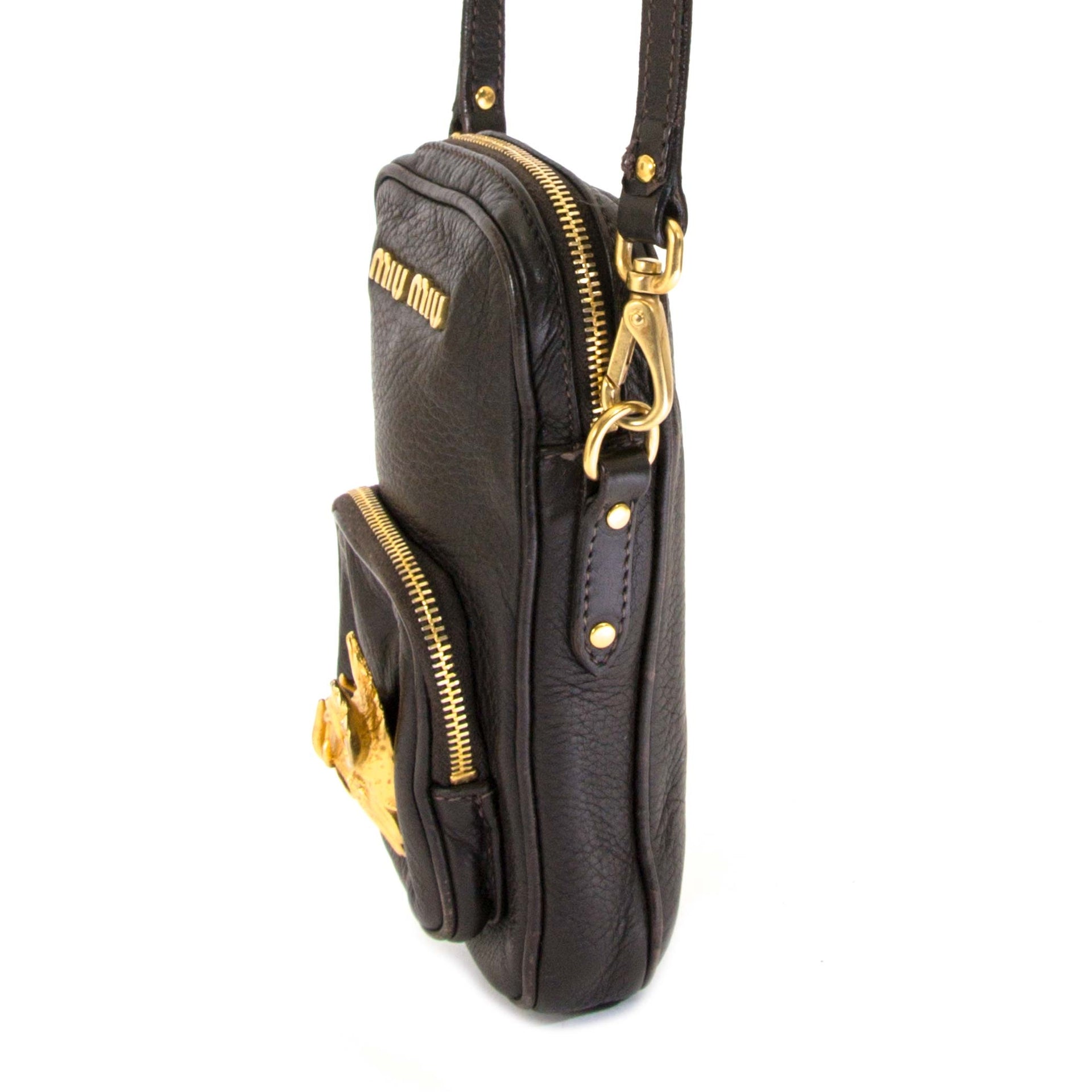 Miu Miu Dark Brown Mini Shoulder Bag now for sale at labellov vintage fashion webshop belgium
