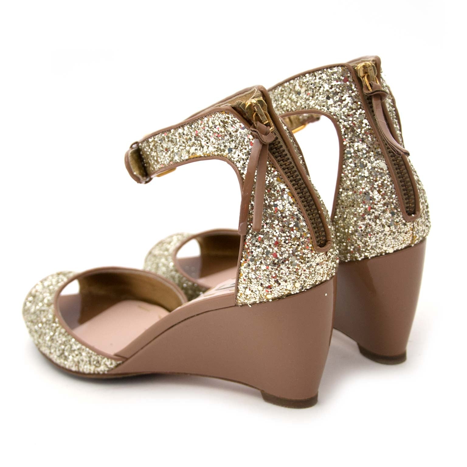* Never Worn* Miu Miu Glitter Wedge Sandals - size 39,5 acheter en ligne seconde main