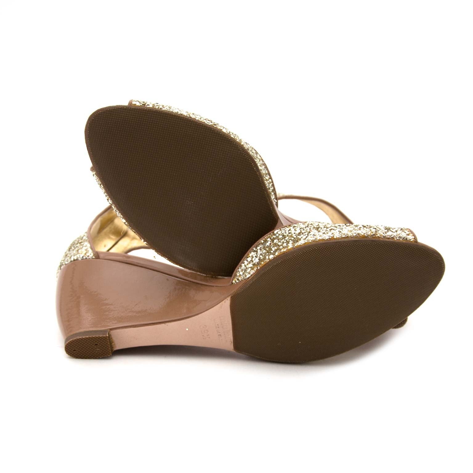 * Never Worn* Miu Miu Glitter Wedge Sandals - size 39,5 koop veilig online