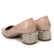 Miu Miu Crystalheel Nude Patent Leather Sandal