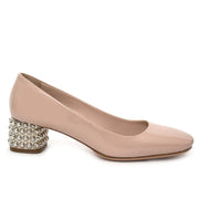 Miu Miu Crystalheel Nude Patent Leather Sandal
