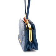 Miu Miu Blue Mini Leather Ostrich bag for sale at Labellov.com
