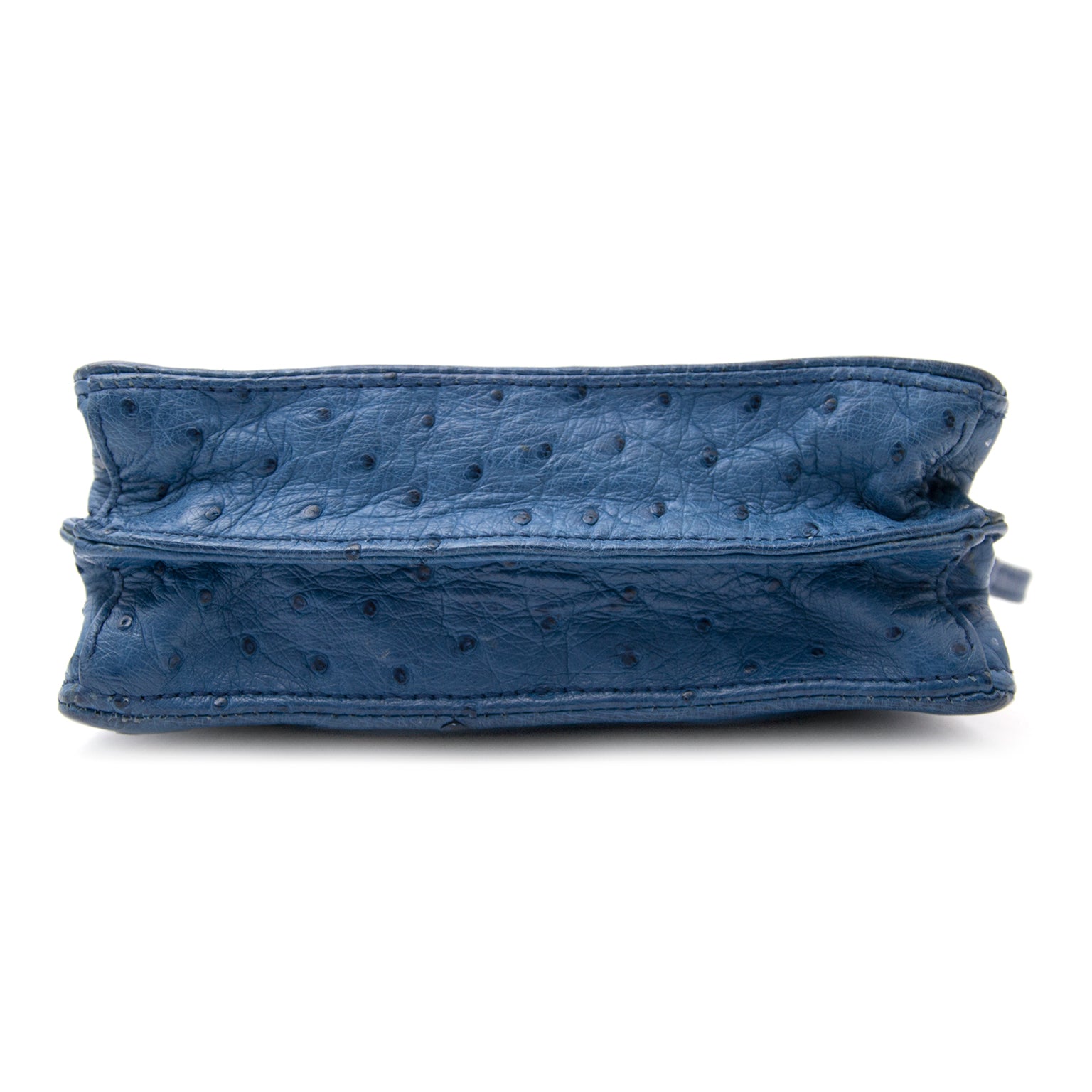 Safe and secure online shopping Miu Miu Blue Mini Leather Ostrich Bag