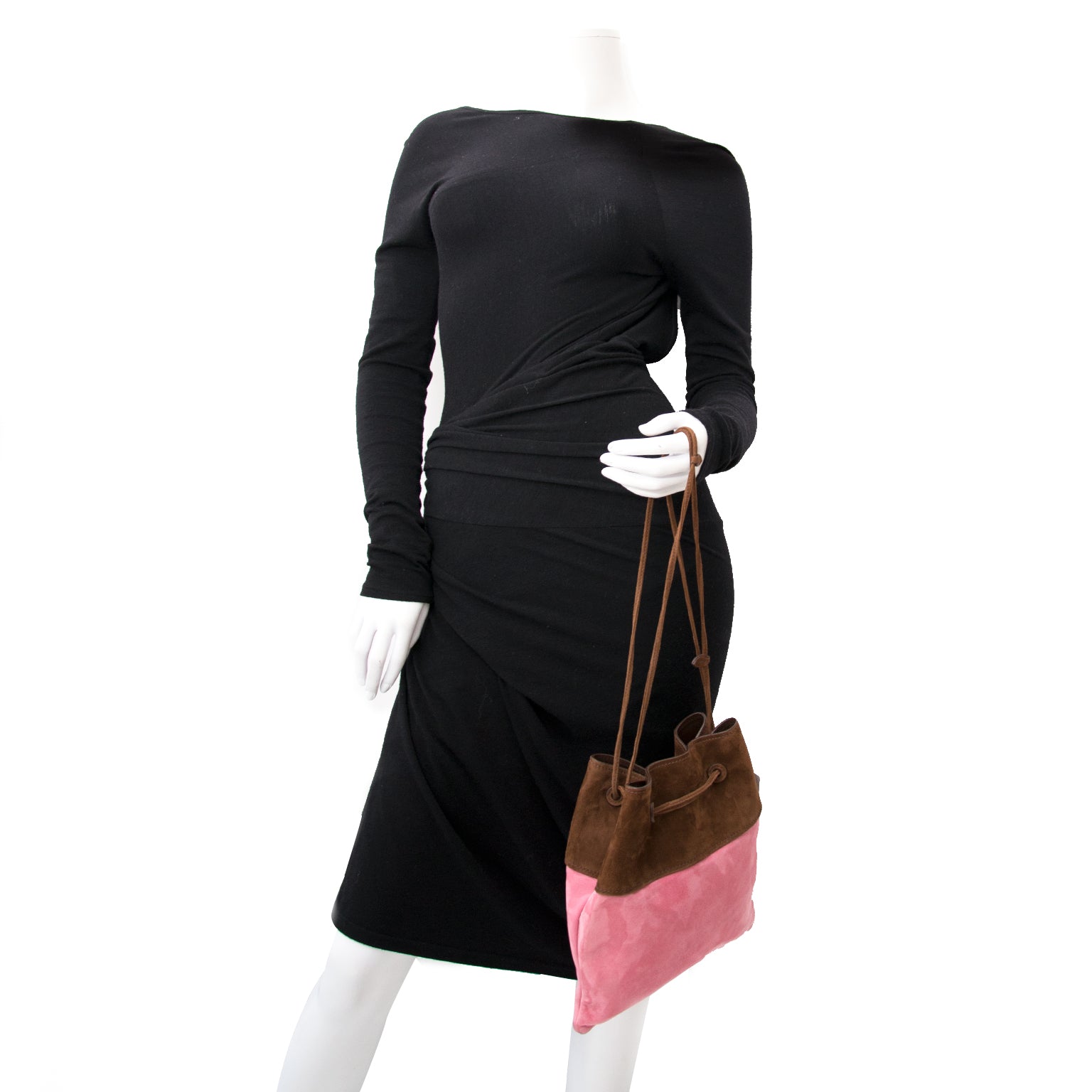 Acheter Miu Miu Pink/Brown Suede Bucket Bag en ligne chez Labellov