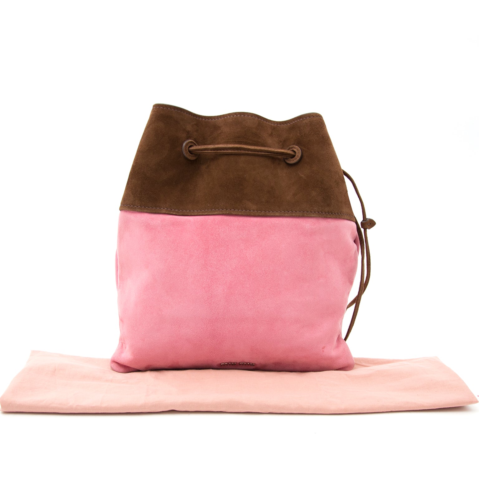 Buy a secondhand Miu Miu Pink/Brown Suede Bucket Bag at Labellov