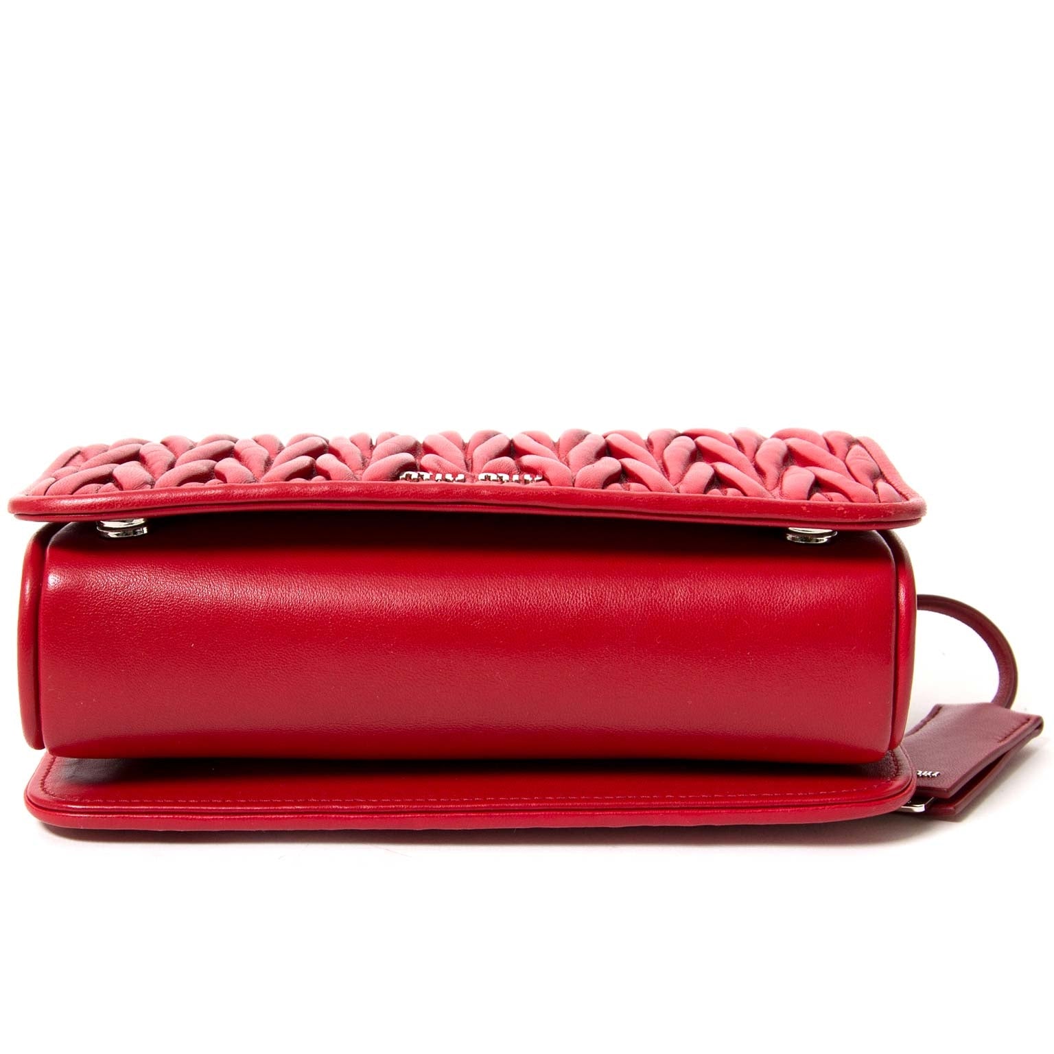 miu miu nappa matelasse club red shoulder bag now for sale at labellov vintage fashion webshop belgium