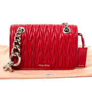 miu miu nappa matelasse club red shoulder bag now for sale at labellov vintage fashion webshop belgium