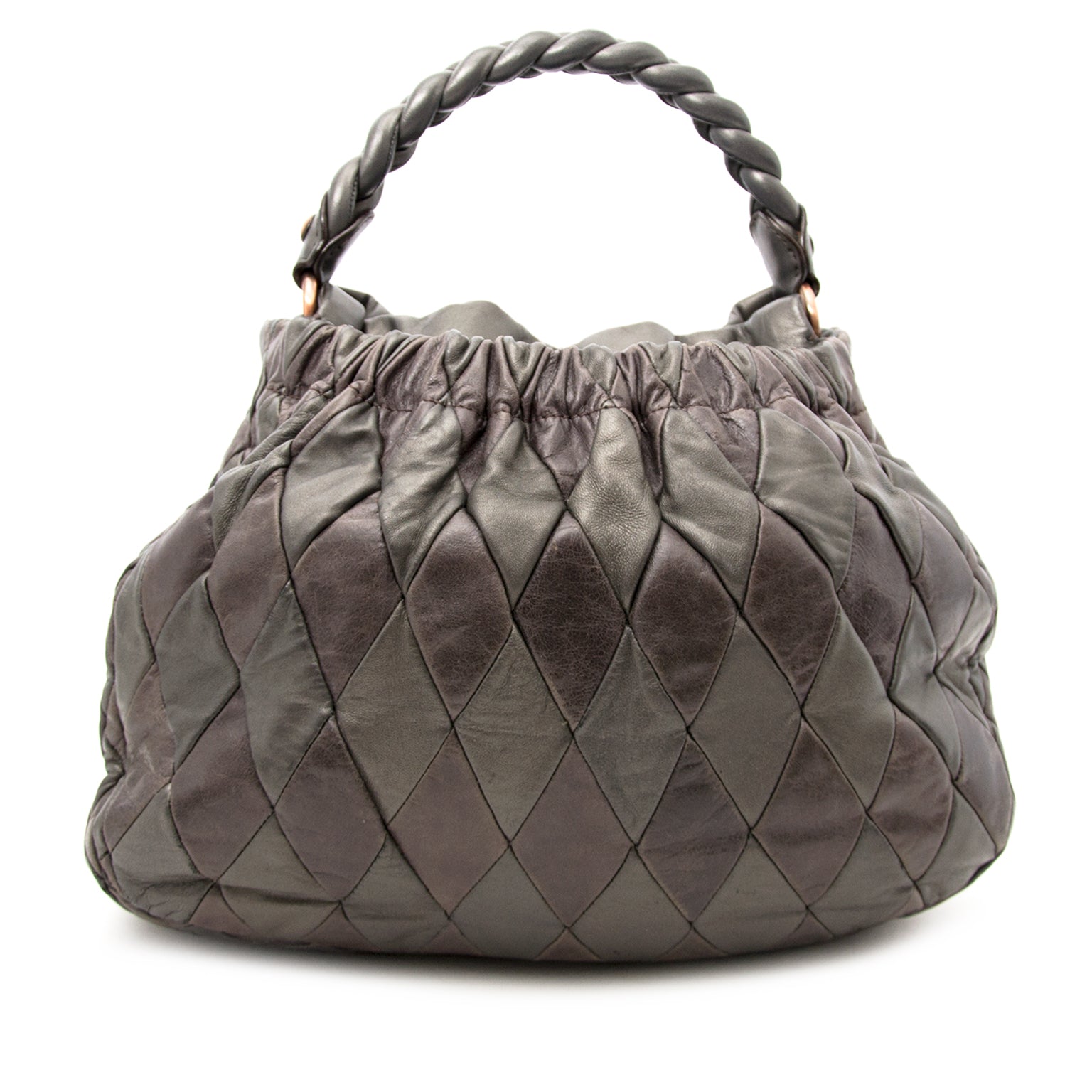We buy and sell your seondhand Miu Miu Grey Leather Handbag for the best price online.