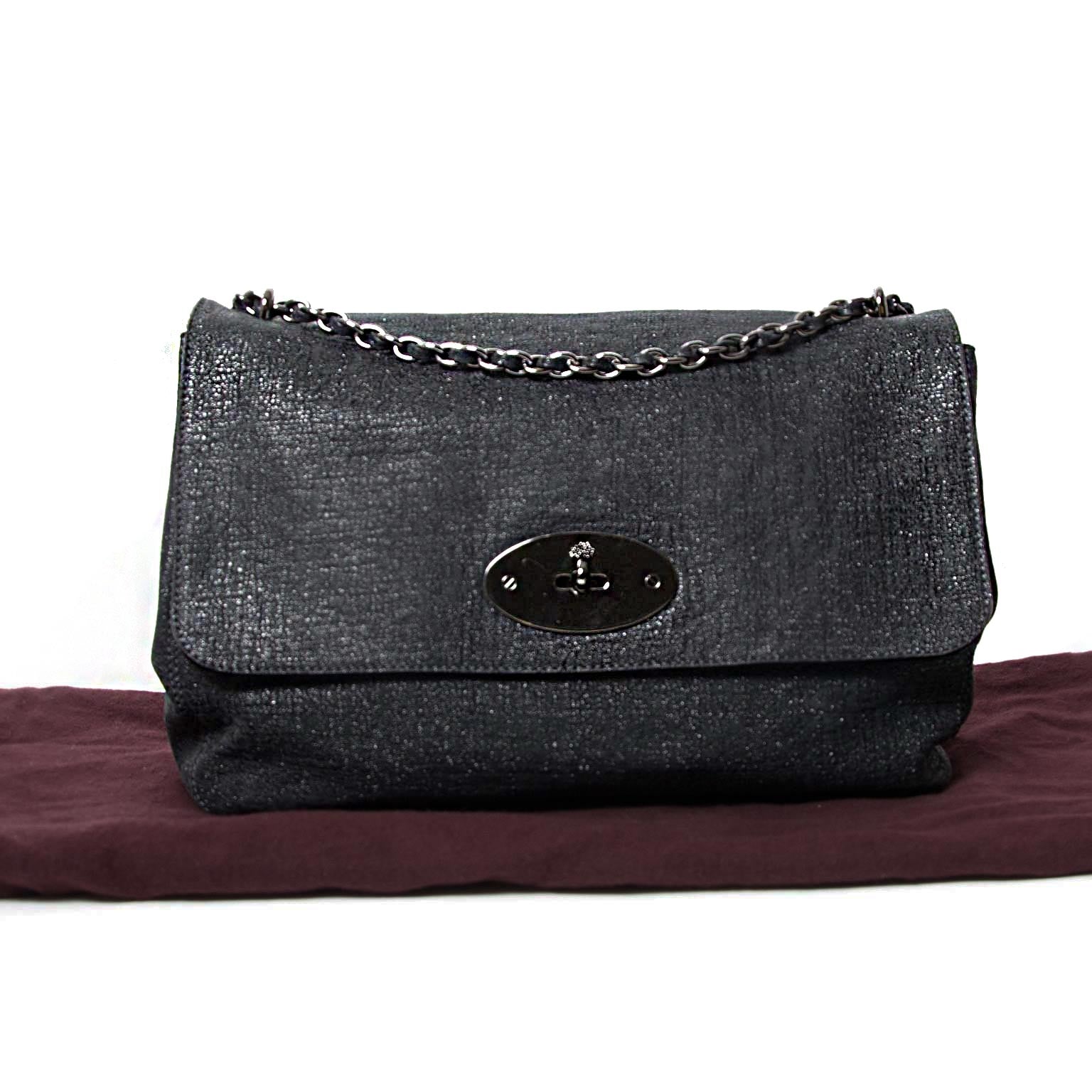 mulberry large lily shiny shoulder bag now for sale at labellov vintage fashion webshop belgium