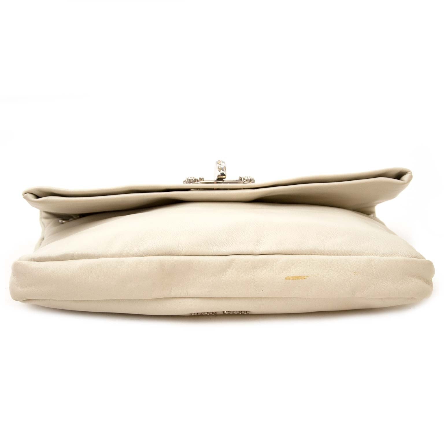 miu miu white and silver stones clutch at labellov vintage fashion webshop