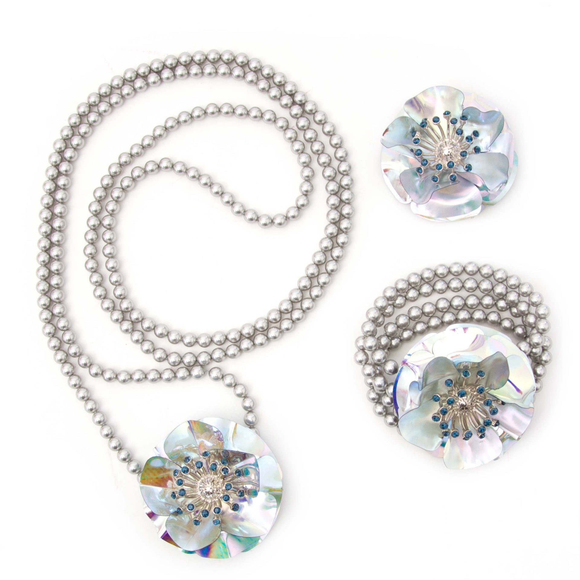 Miu Miu Poppy Flower Necklace, Bracelet and Brooch Set