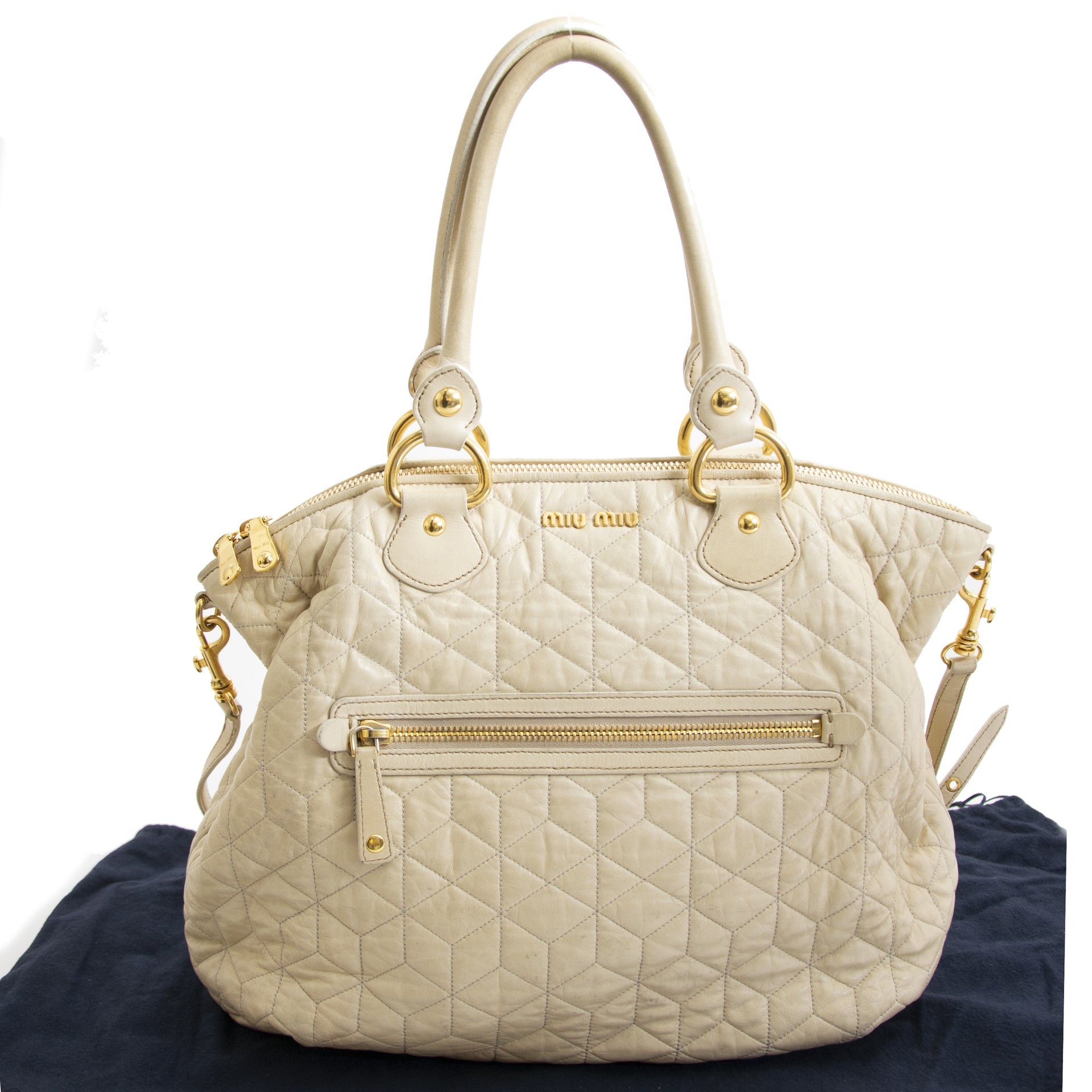 Authentique seconde main Miu Miu Beige Quilted Bag achète en ligne sur webshop LabelLOV