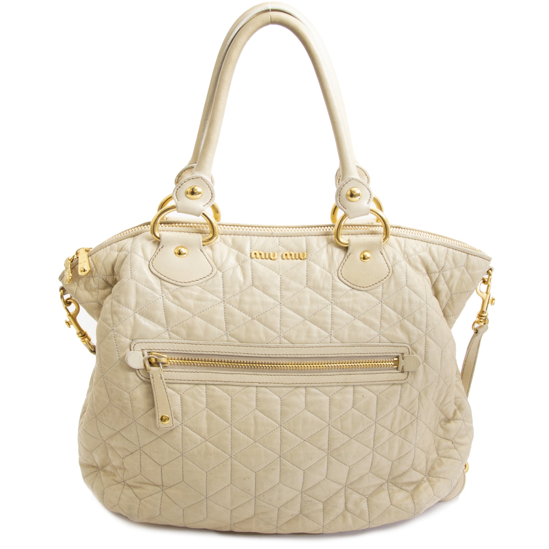 Authentique seconde main Miu Miu Beige Quilted Bag achète en ligne sur webshop LabelLOV
