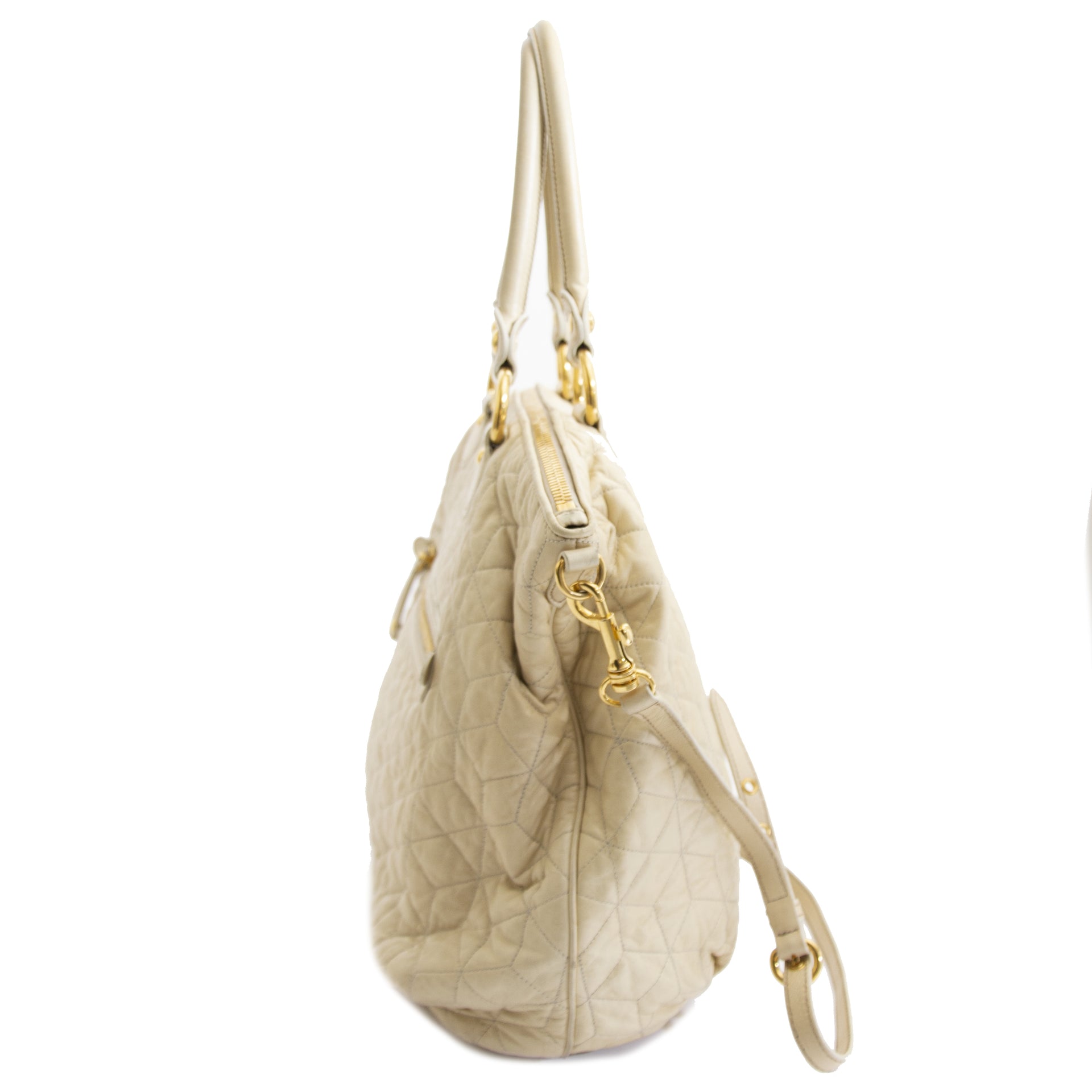 Authentic second hand Miu Miu Beige Quilted Bag buy online at webshop LabelLOV