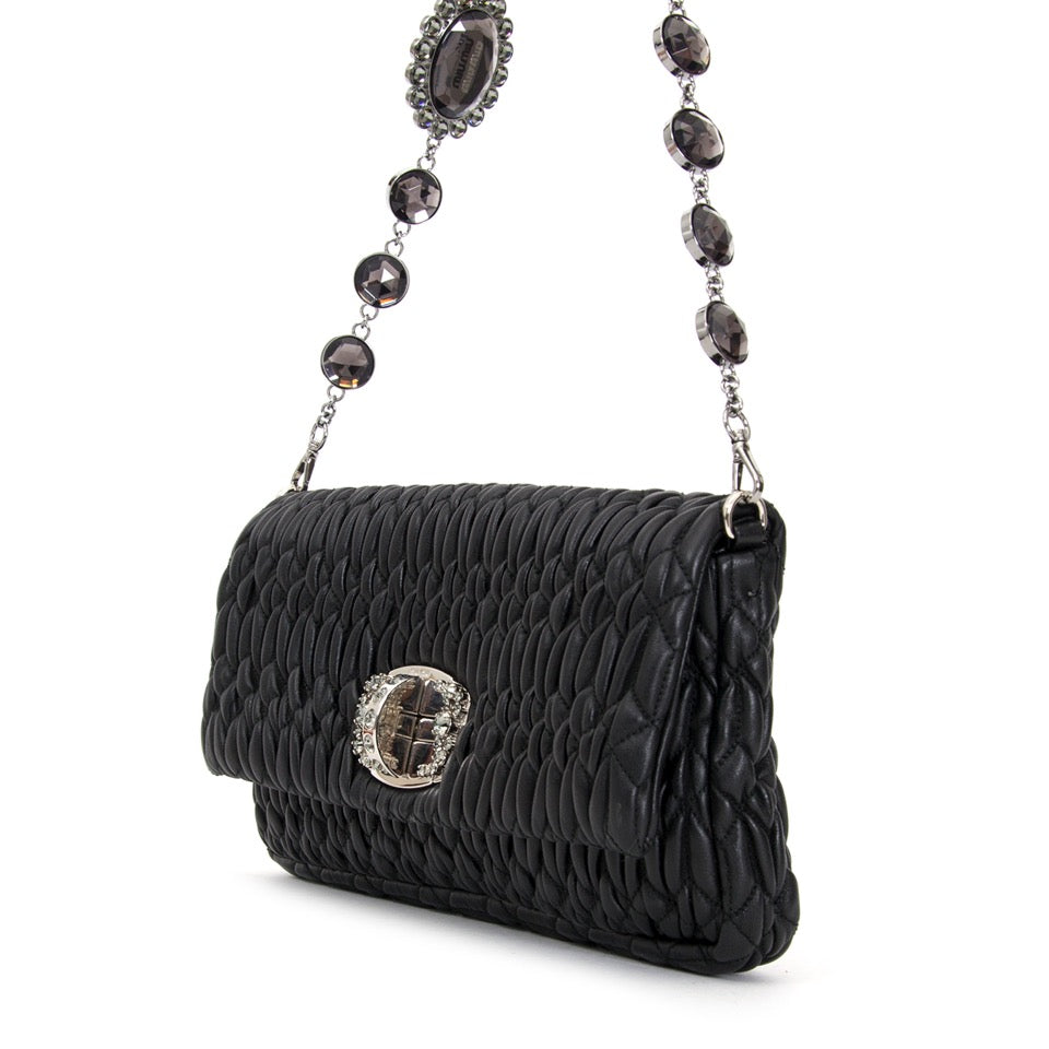 shop safe online at the best price secondhand deesigner Miu Miu Black Cloquet Nappa Stage Bag like new