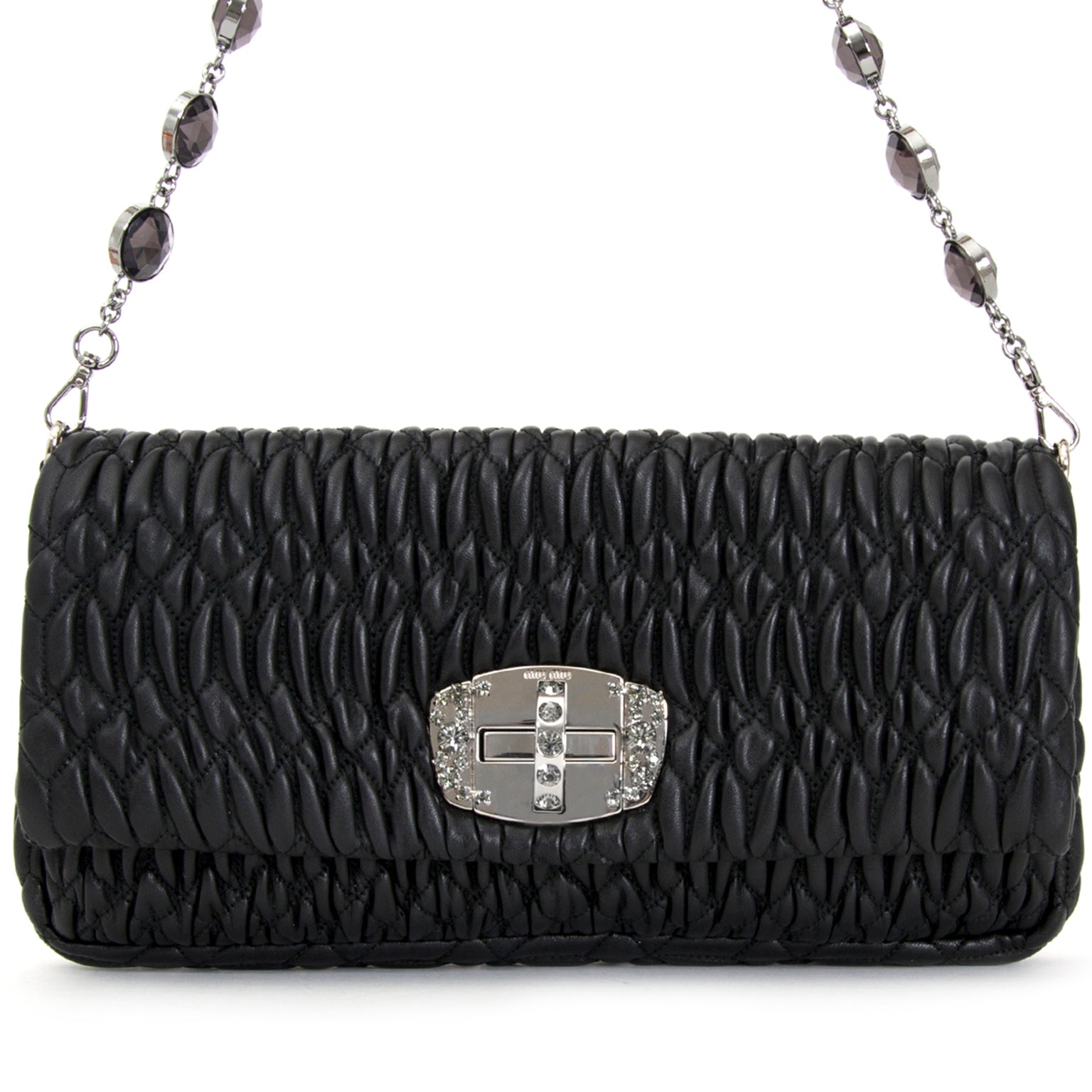 shop your designer secondhand luxury acheter en ligne secodne main sac a main Miu Miu Black Cloquet Nappa Stage Bag pour le meilleur prix at the best price