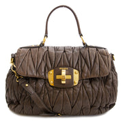 Miu Miu Matelasse Brown Leather Top Handle Bag now for sale at labellov vintage fashion webshop belgium