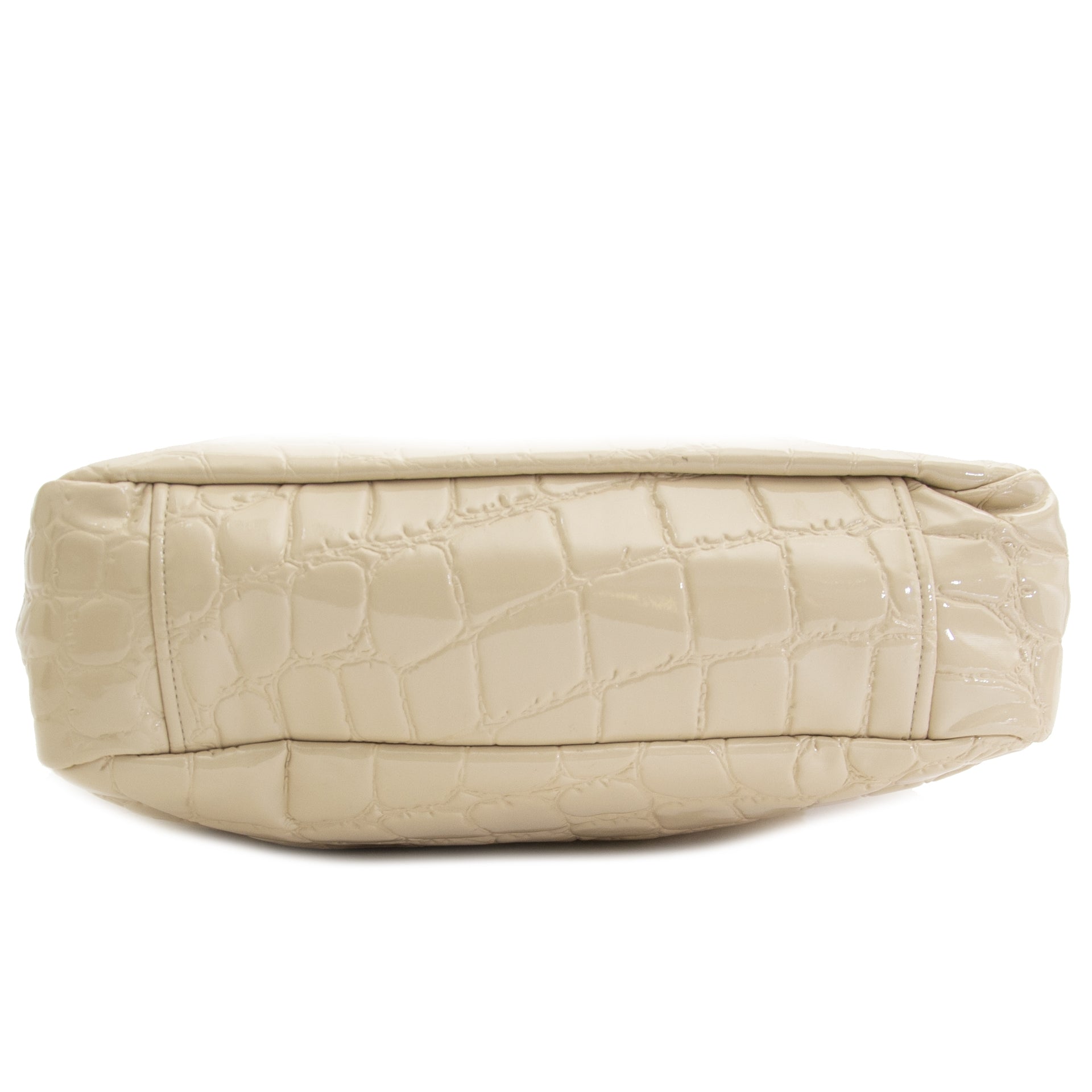 op zoek naar een Miu Miu White Alligator Cire Embossed Patent Leather Tote with Leather & Tortoise HandleMiu Miu wit Alligator Cire Embossed glanzende lederen Tote ? nu te koop bij labellov.com