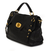 Authentieke Miu Miu zwarte top handle voor de juiste prijs bij LabelLOV vintage webshop. Louis Vuitton Miu Miu black top handle leather gold toned.Veilig online winkelen. Luxe, vintage, mode. Antwerpen, België.