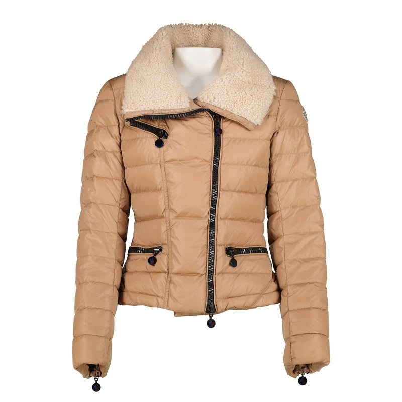 Moncler Frene Beige Sheep Fur Collar Down Jacket