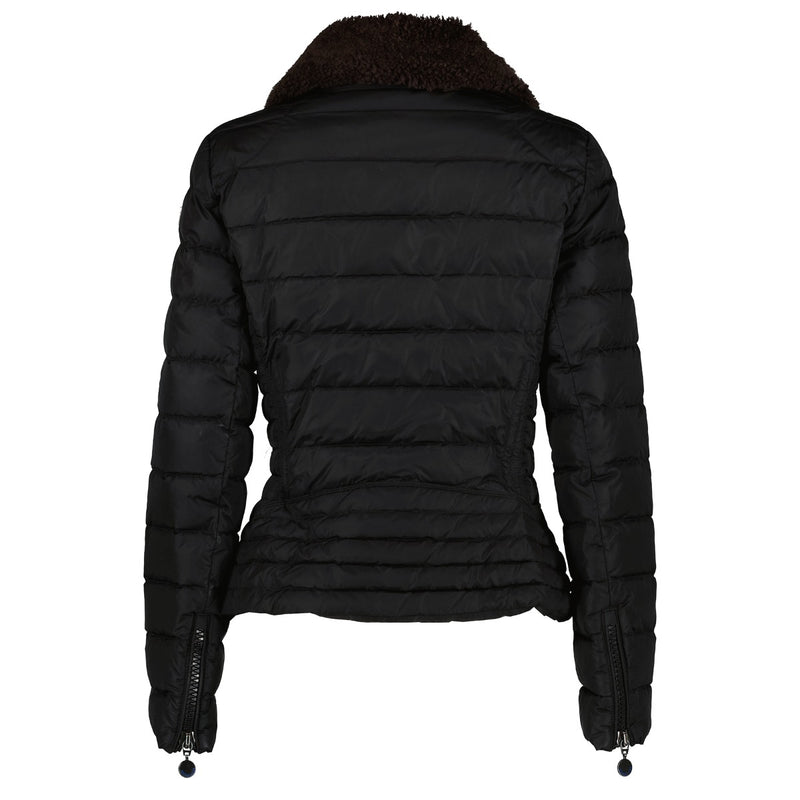 Moncler Frene Zwart Donzen Jack met Lamswollen Kraag - Maat 1
