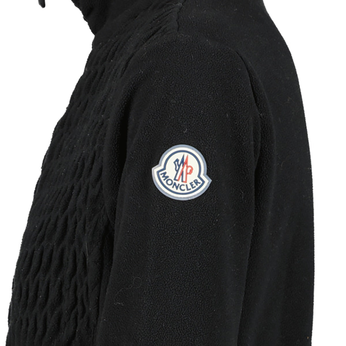 Shop high end designer second hand Moncler Black Textured Fleece Jacket at Labellov