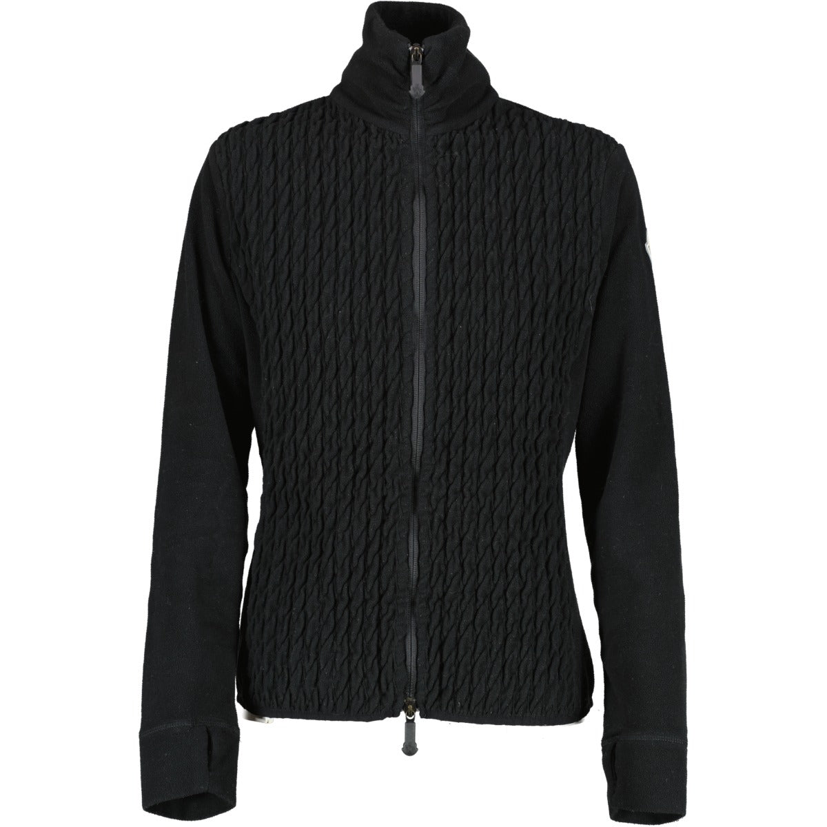 Shop high end designer second hand Moncler Black Textured Fleece Jacket at Labellov