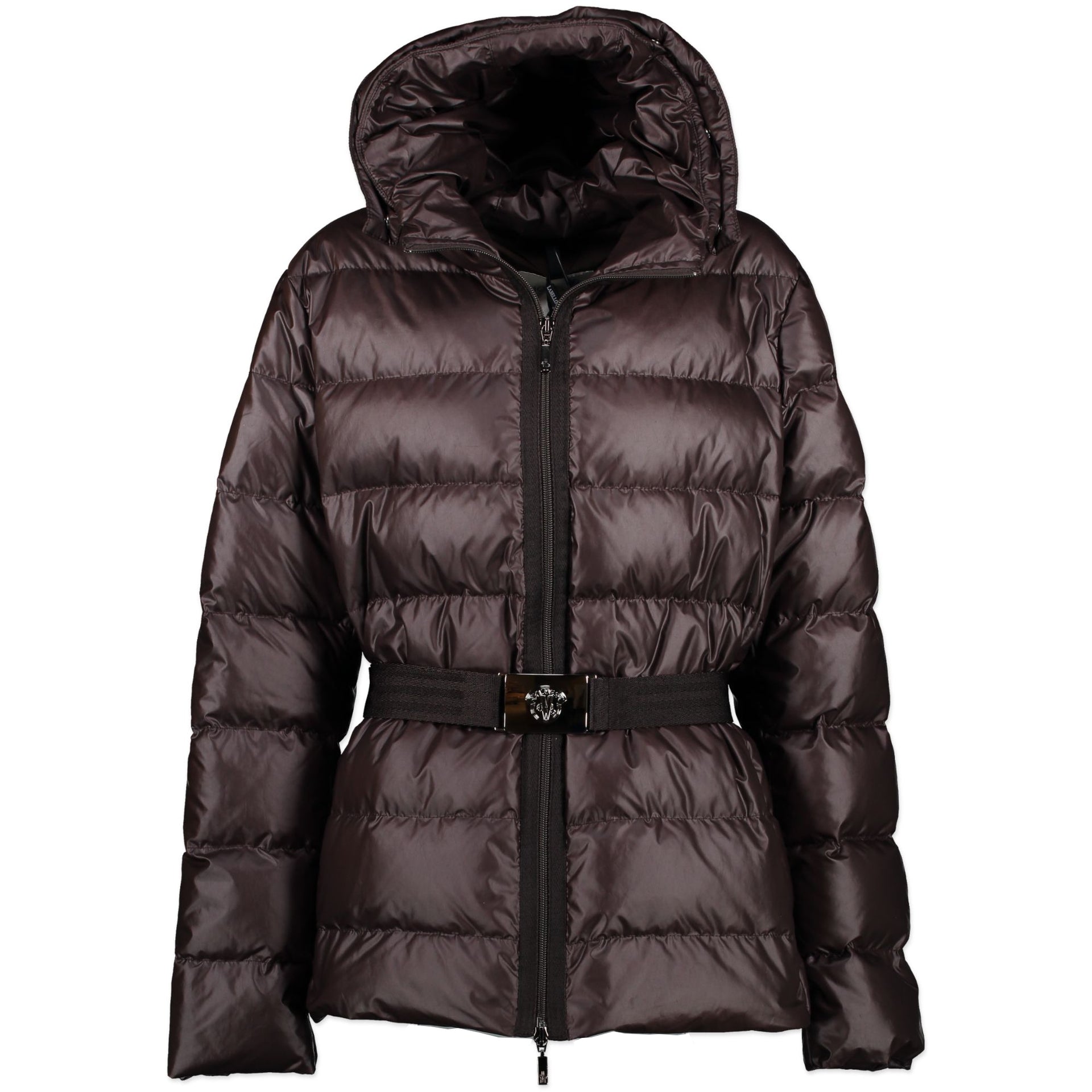 We buy and sell your authentic Moncler Burgundy Angers Belted Down Jacket - Size 6