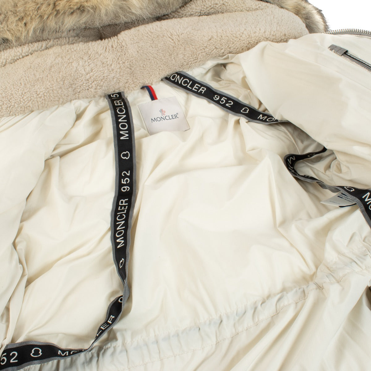 Moncler Fall/Winter 2017 Silver Fur-Trimmed Inuit Long Down Jacket - Size 1