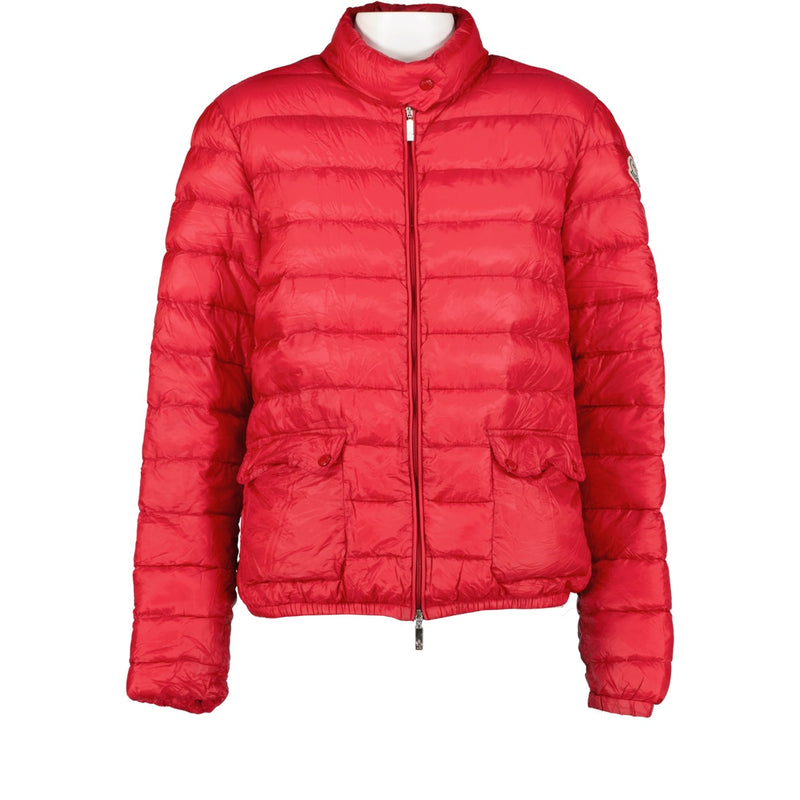 Buy an authentic second hand Moncler Short Red Down Jacket Size 1 in very good condition at Labellov