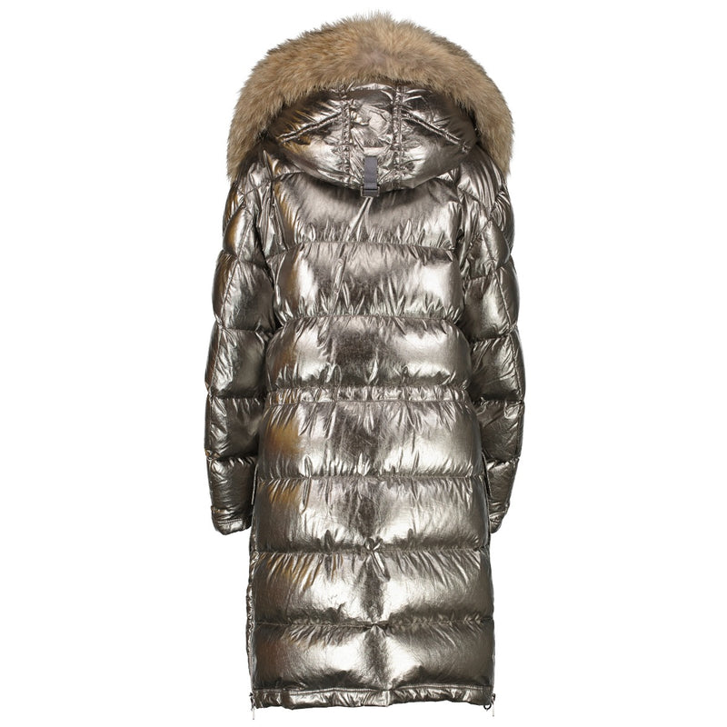 Moncler Fall/Winter 2017 Silver Fur-Trimmed Inuit Long Down Jacket