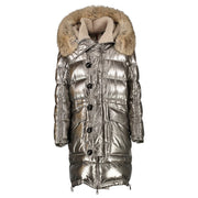 Moncler Fall/Winter 2017 Silver Fur-Trimmed Inuit Long Down Jacket