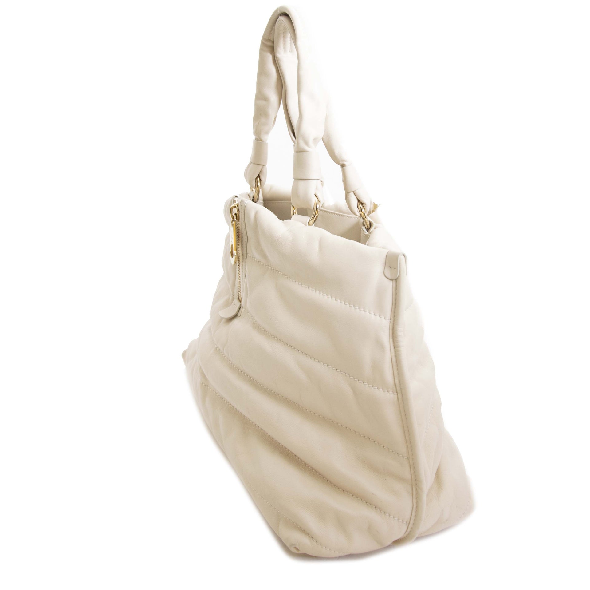 Moncler White Quilted Leather Bag for sale