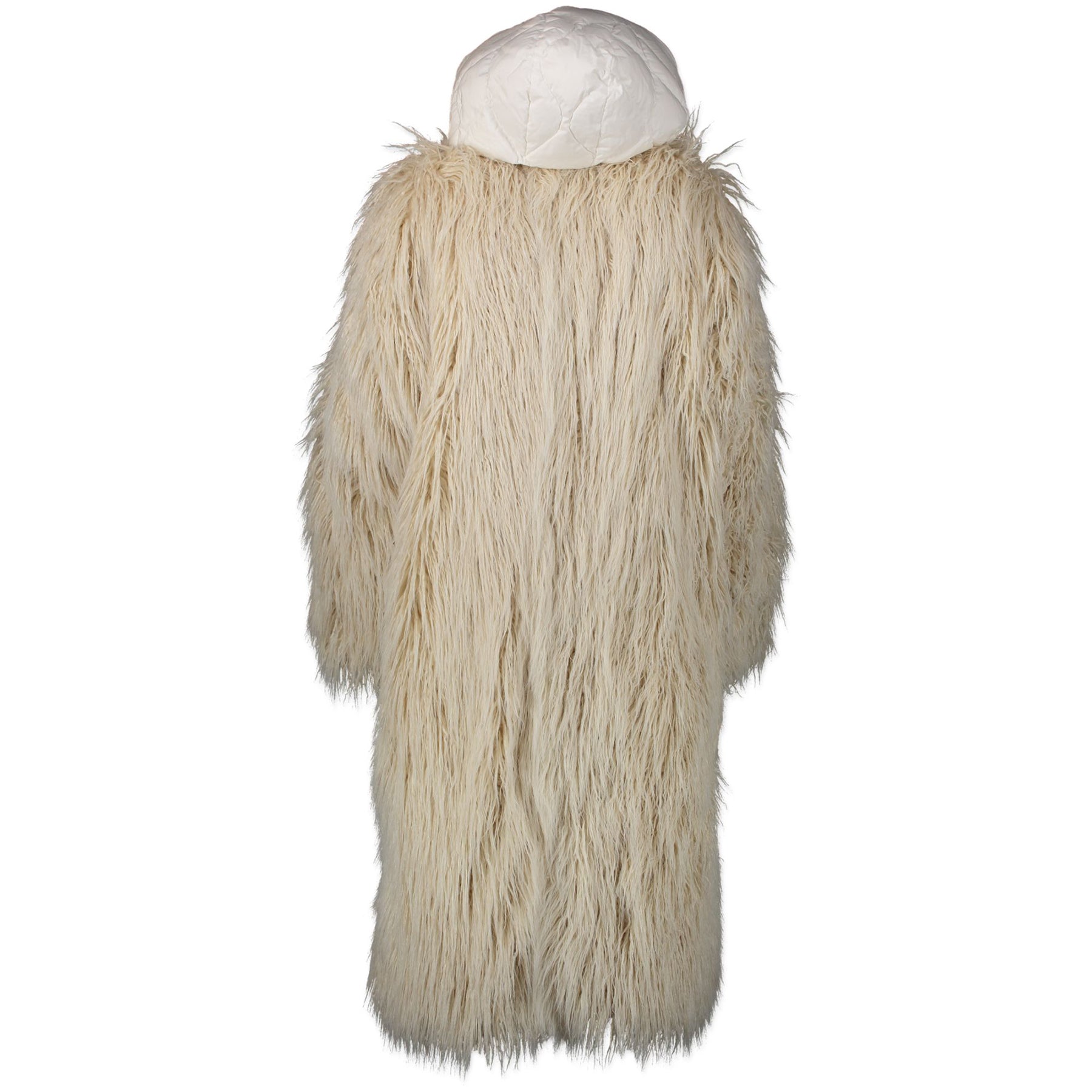 Authentieke Tweedehands Moncler White Bouregreg Faux-shearling Overlay Quilted Coat juiste prijs veilig online shoppen luxe merken webshop