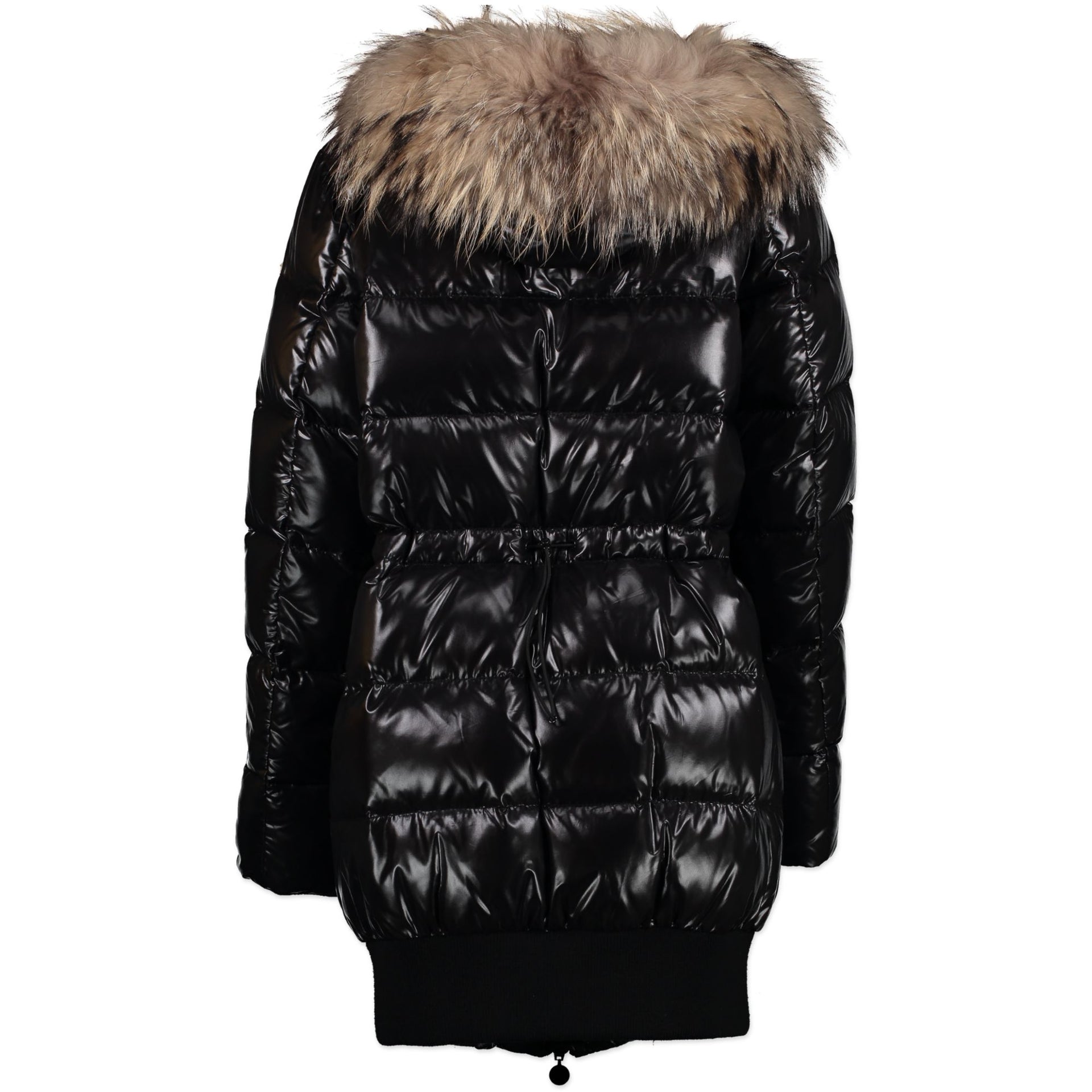 Moncler Black Loire Lunga A line Raccoon Fur Parka jacket - Size 36