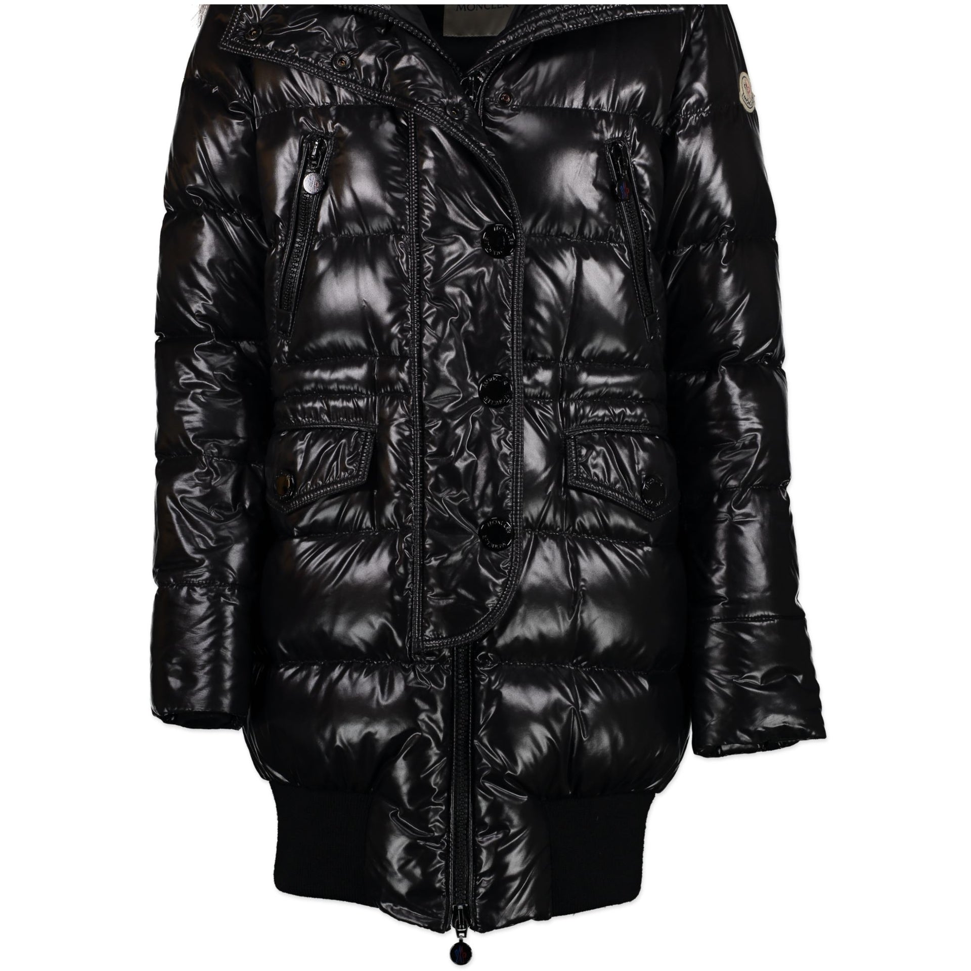 Moncler Black Loire Lunga A line Raccoon Fur Parka jacket - Size 36