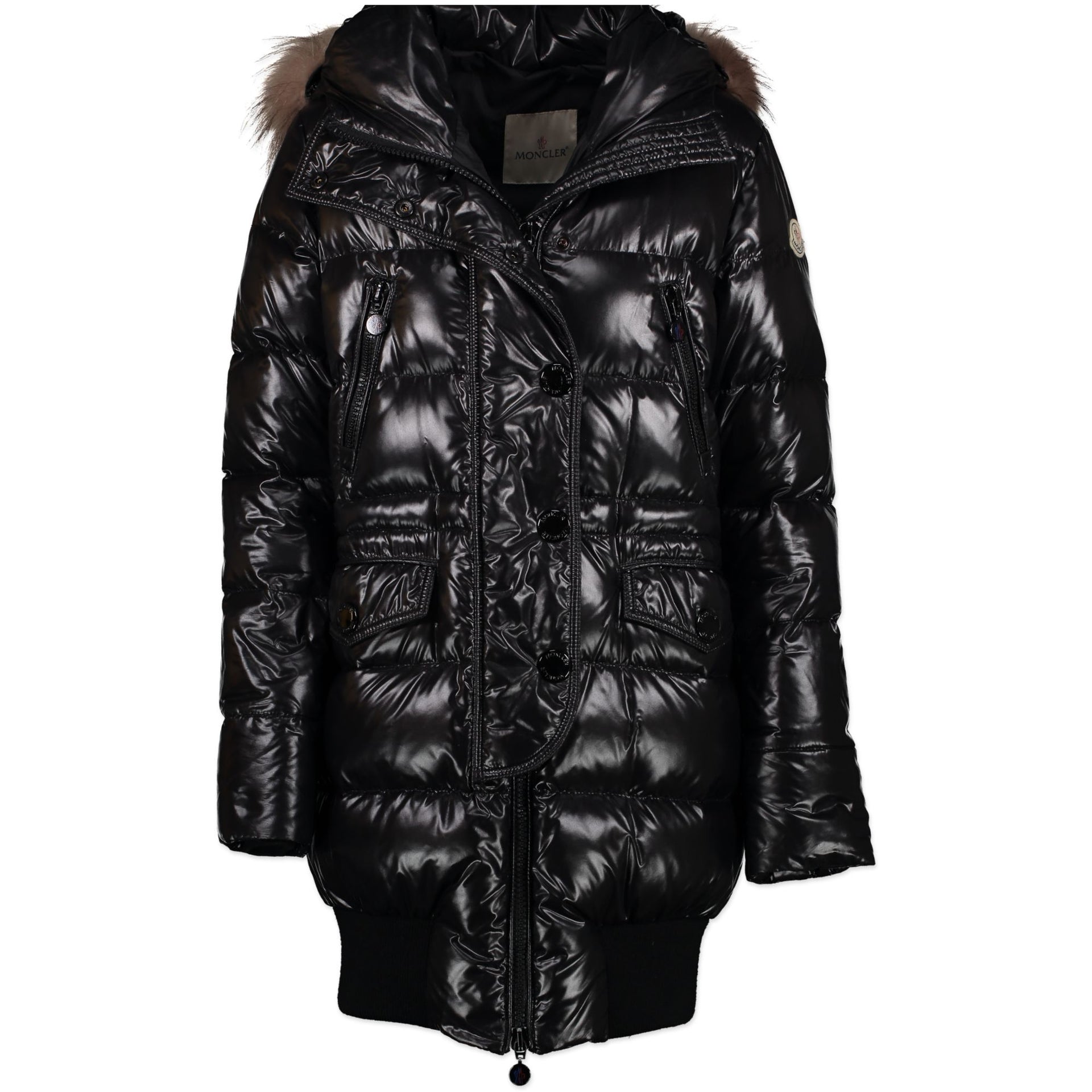 Moncler Black Loire Lunga A line Raccoon Fur Parka jacket - Size 36