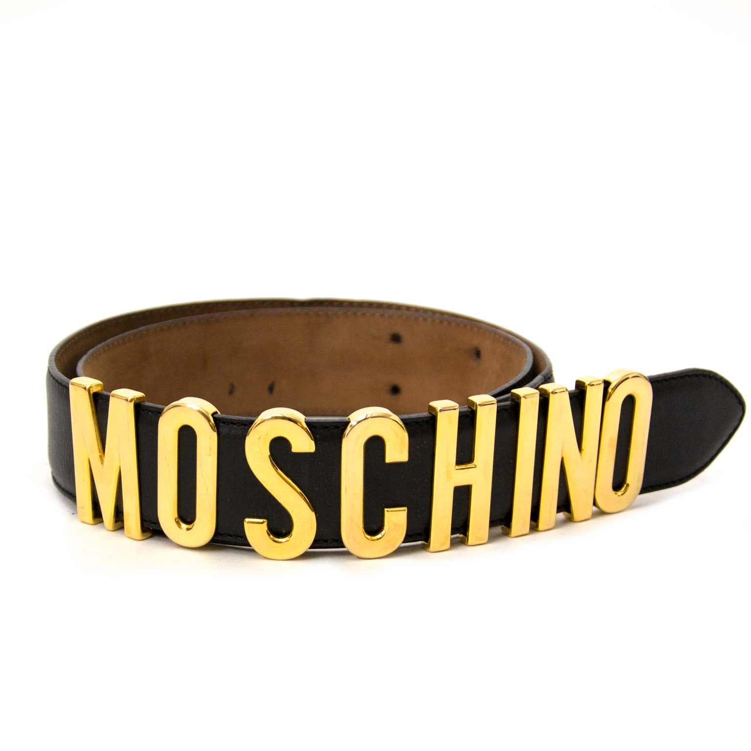 Moschino Black Leather Belt for sale at Labellov secondhand luxury