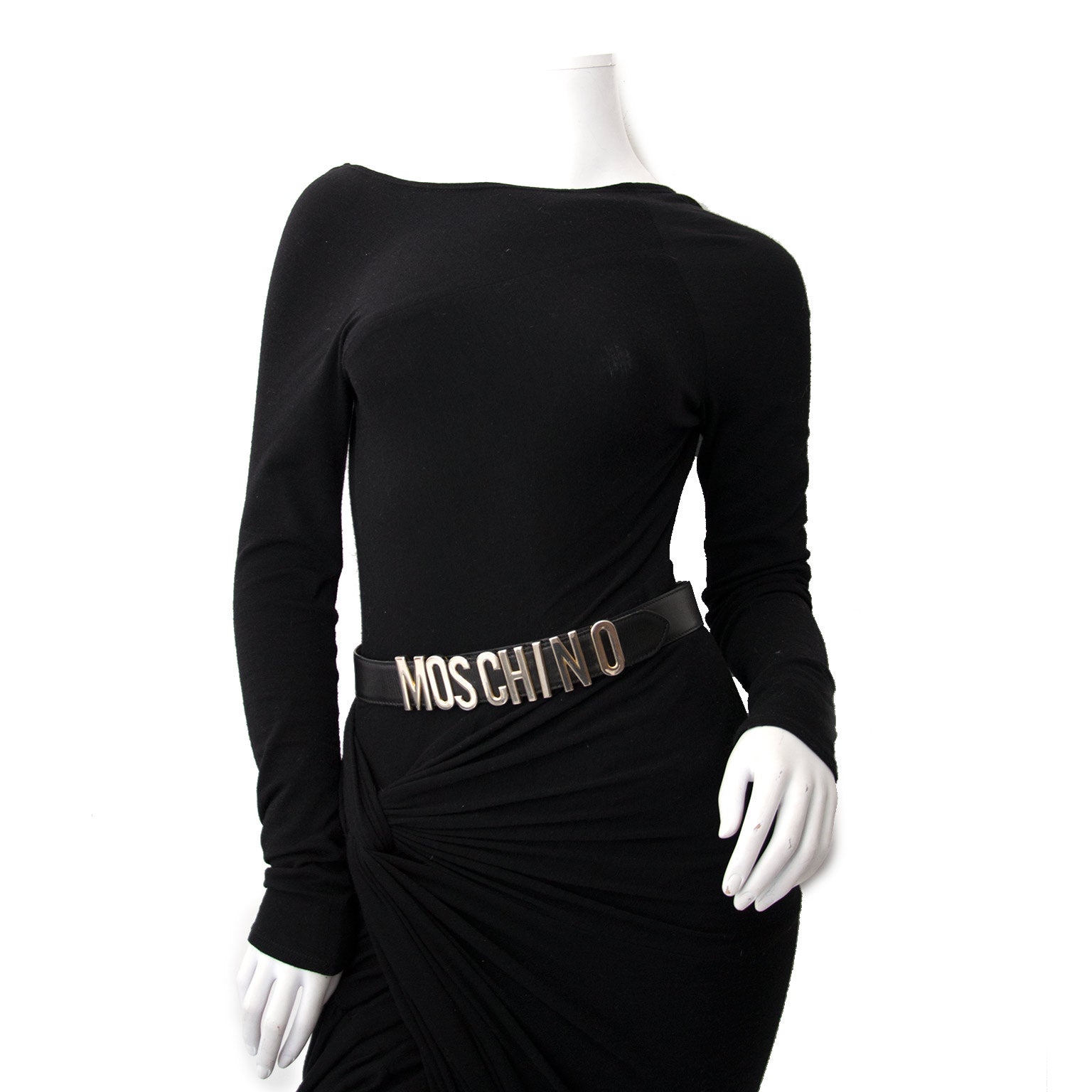 Acheter secur en ligne votre ceinture en cuir noir de Moschino pour le meilleur prix