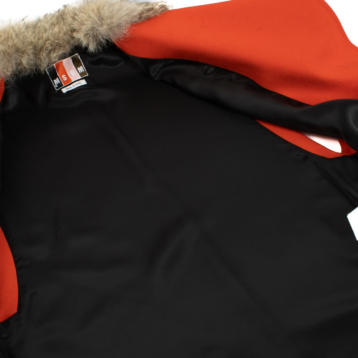 Manteau MSGM orange bordé de fourrure