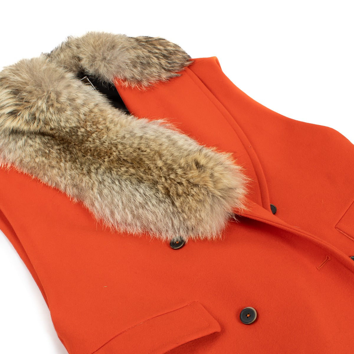 Manteau MSGM orange bordé de fourrure