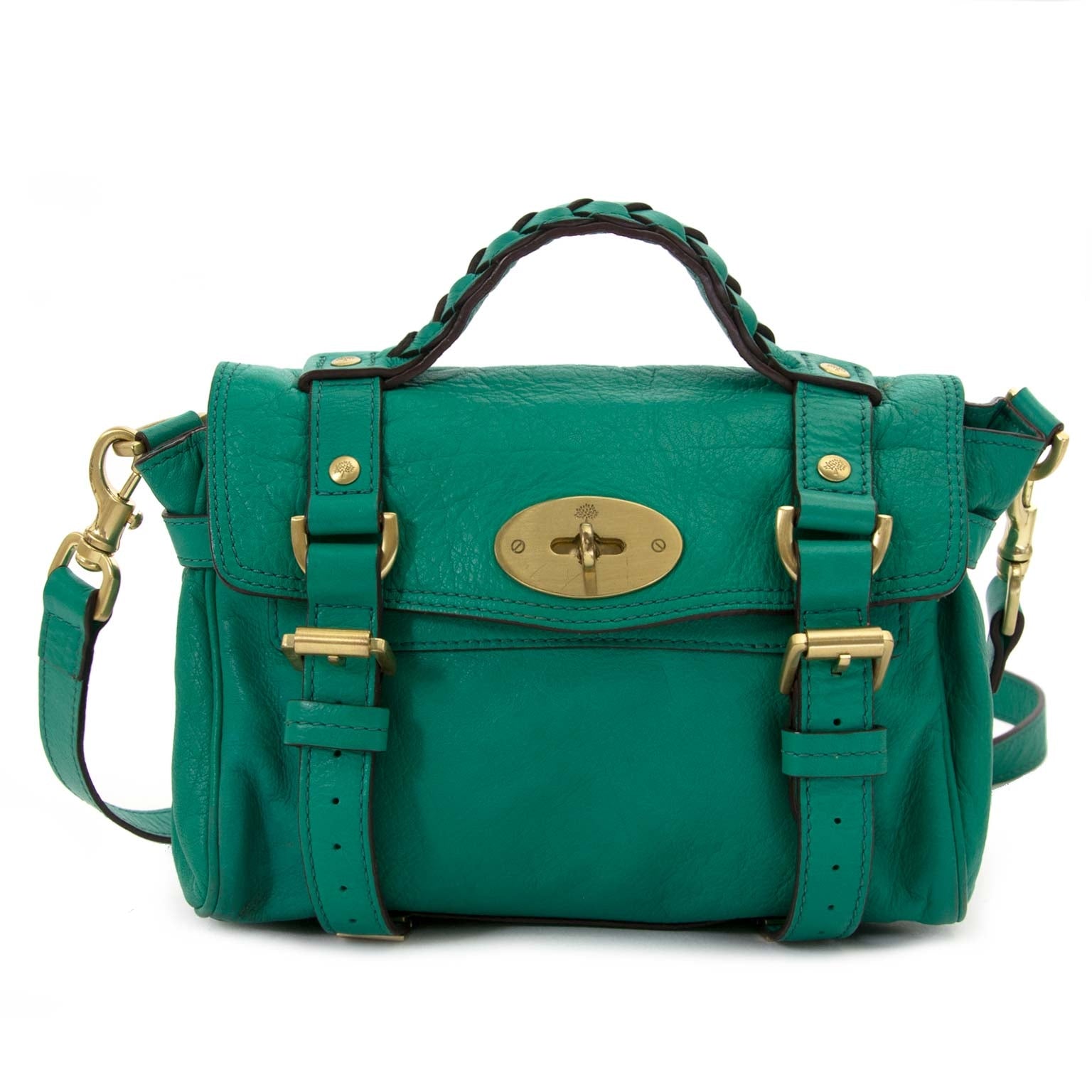 mulberry alexa green leather cross body bag now for sale at labellov vintage fashion webshop belgium