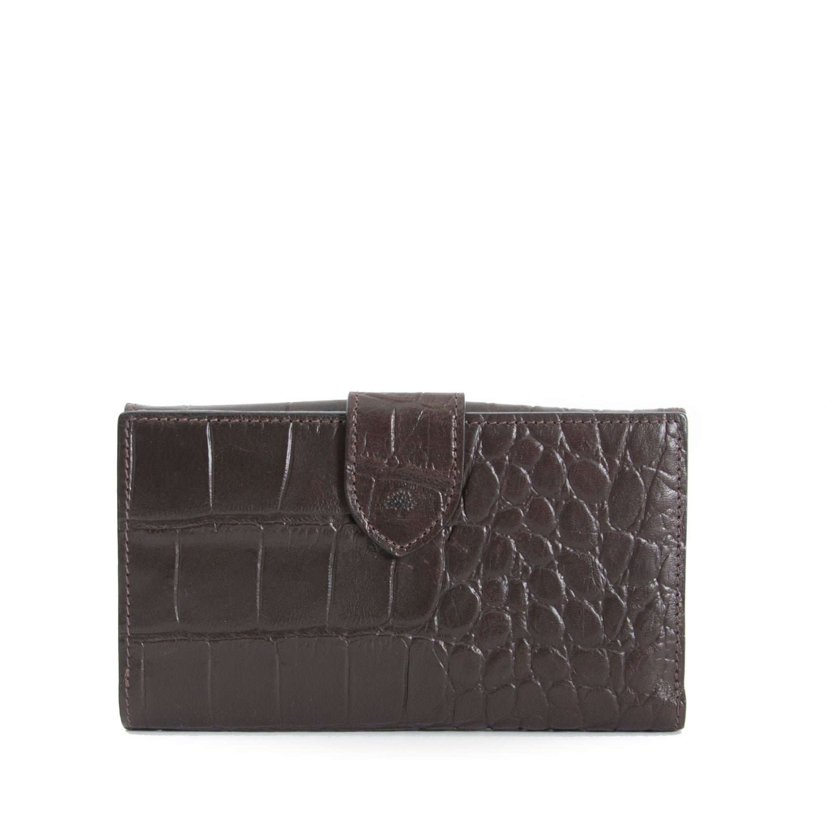 Bent u op zoek naar een authentieke Mulberry Croco Embossed Brown Leather Wallet