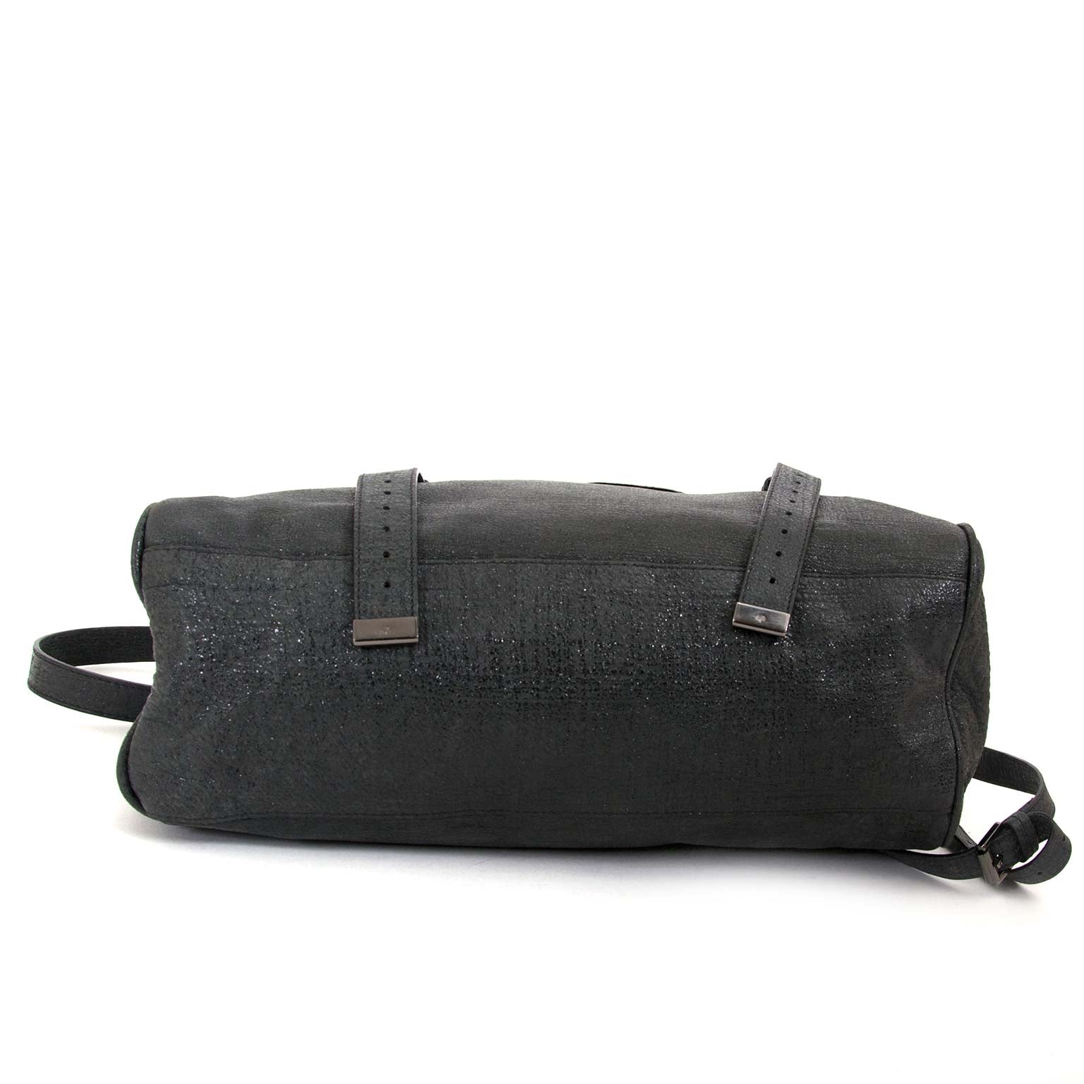 mulberry alexa oversized shiny grey shoulder bag now for sale at labellov vintage fashion webshop belgium
