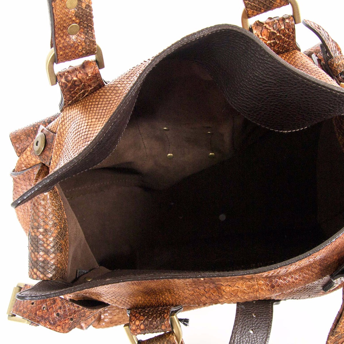 Buy an authentic second hand Mulberry Brown Python Shoulder Bag in very good condition at Labellov