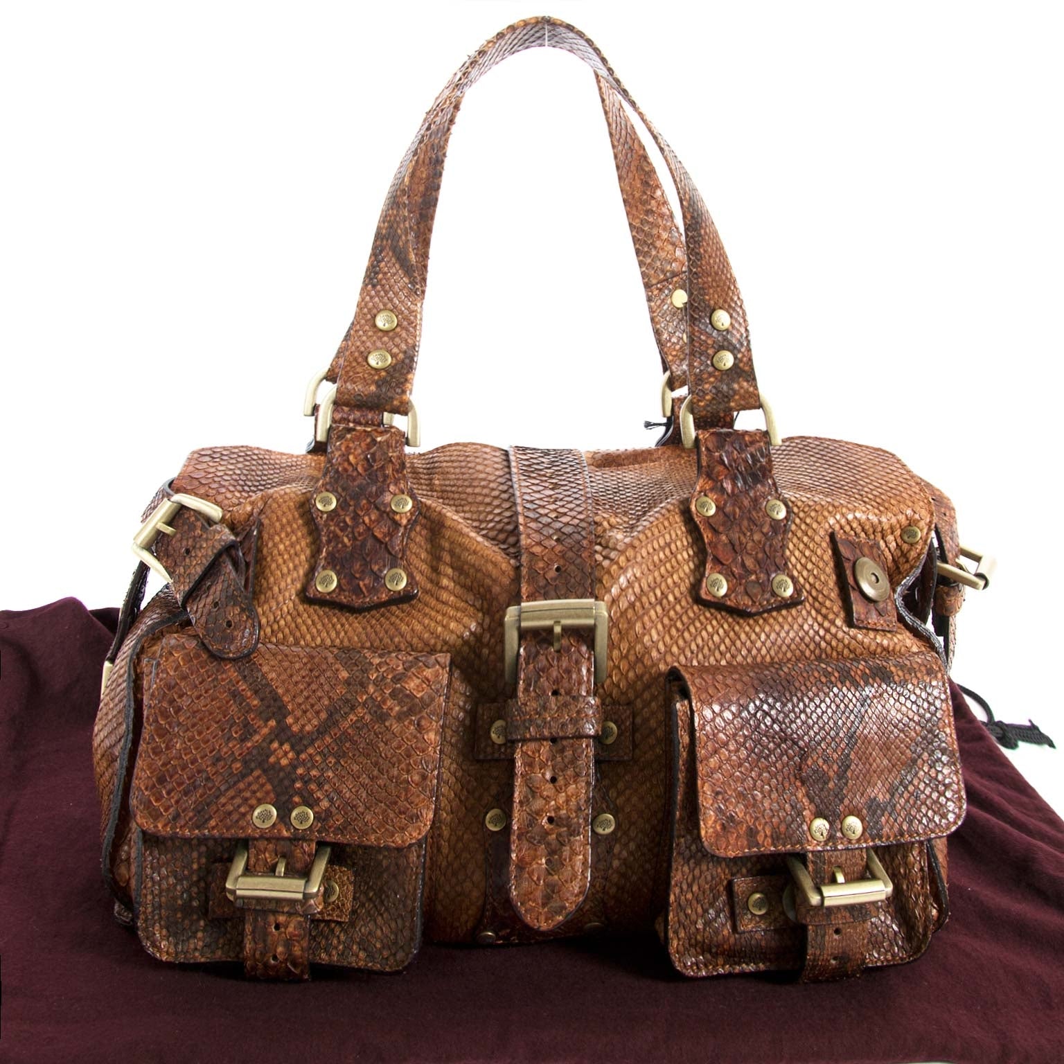 mulberry brown python roxanne bag now for sale at labellov vintage fashion webshop belgium