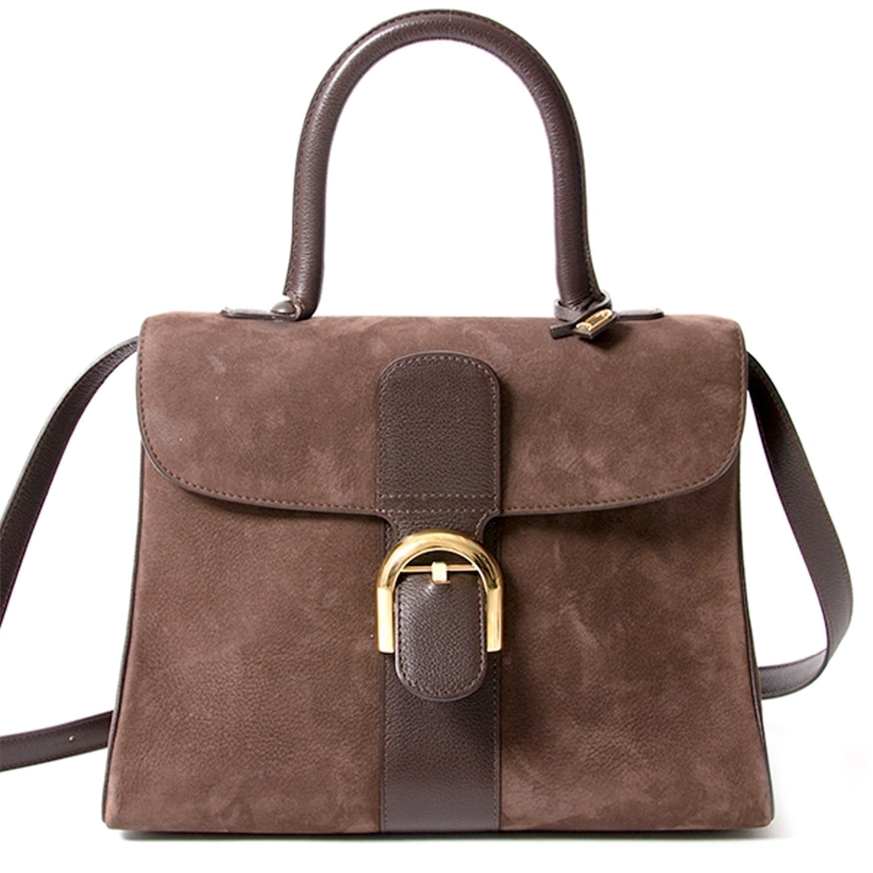 Delvaux Brillant MM Dark Brown Nubuck GHW veilig online shoppen webshop Antwerpen België LabelLOV designer merken luxemerken luxetassen tassen handtassen mode stijl
