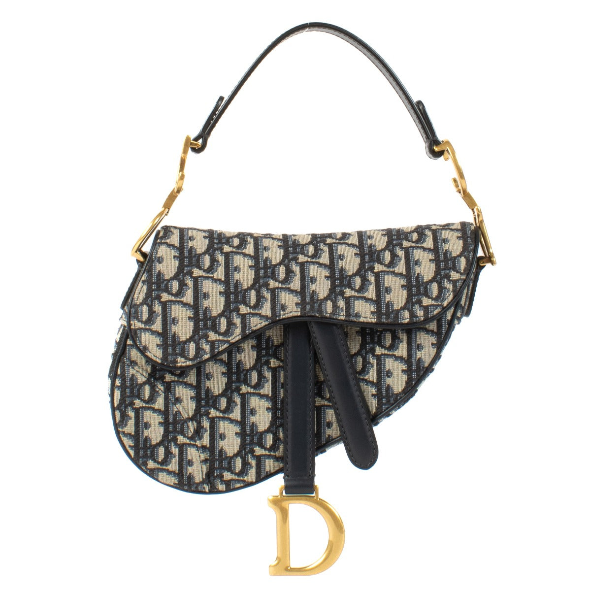 Shop 100% authentic Christian Dior Blue Oblique Mini Saddle Bag at Labellov.com.