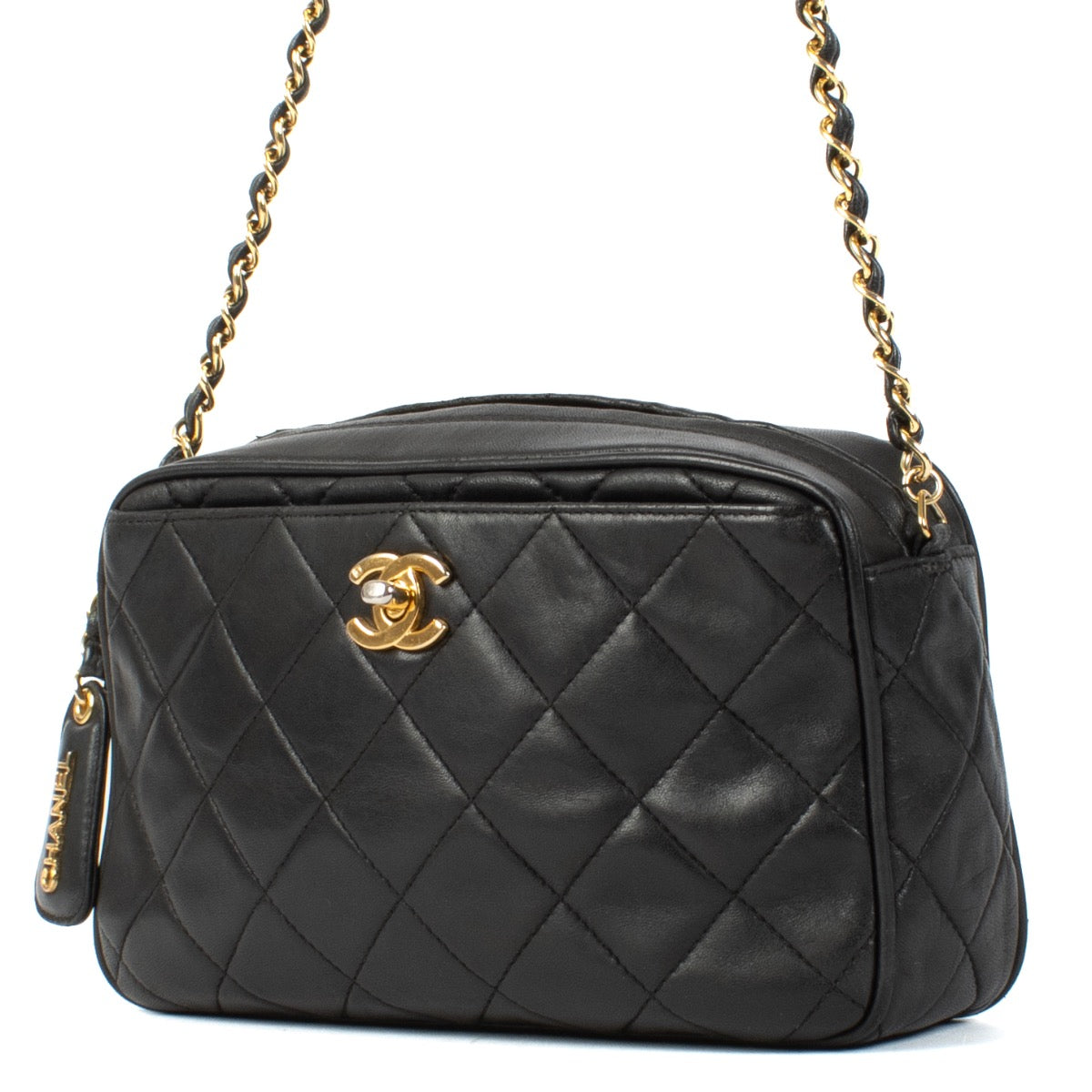Shop 100% authentic Chanel Black Lambskin Vintage Camera Crossbody Bag at Labellov.com.