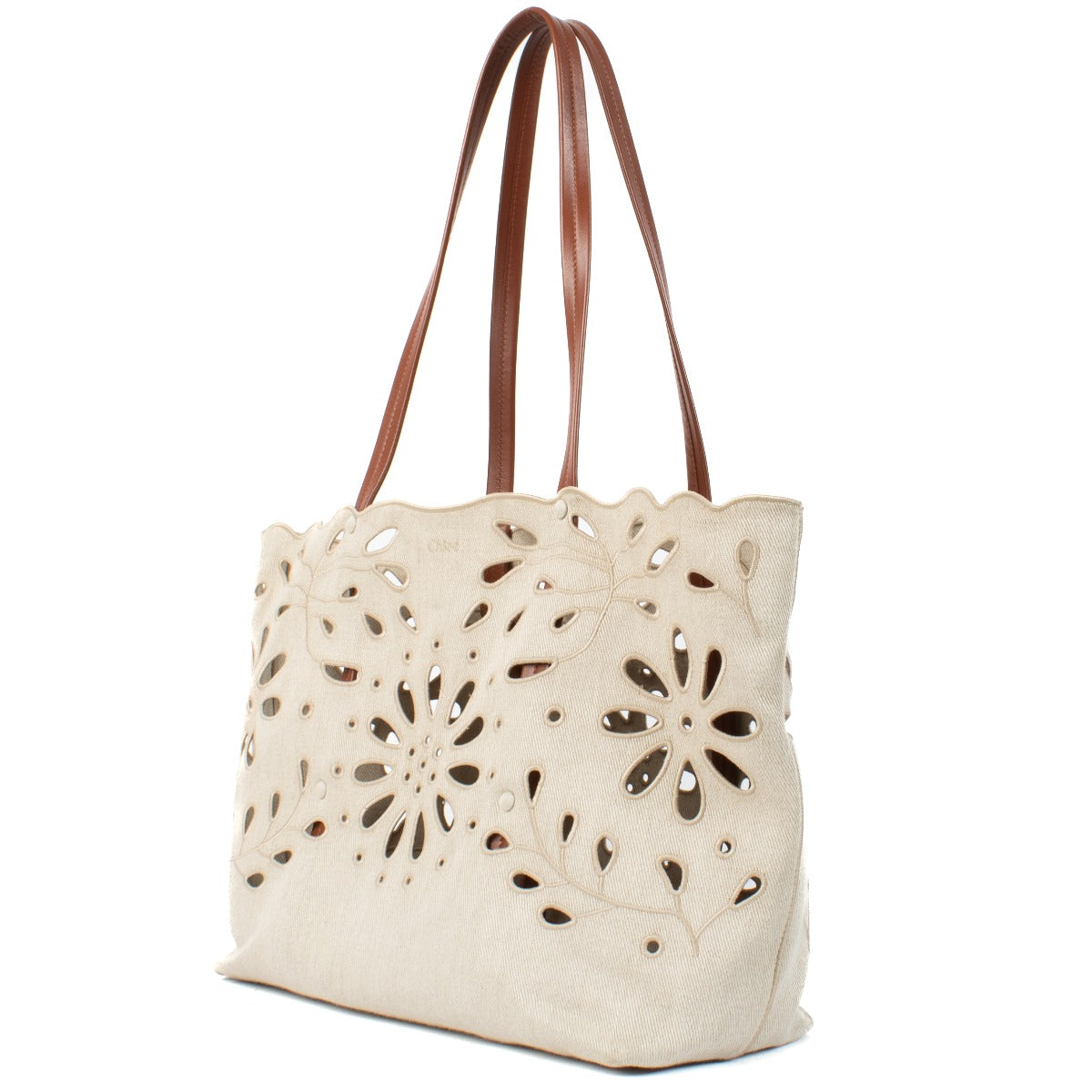 Shop 100% authentic Chloé Beige Kamilla North-South Linen Tote Bag at Labellov.com.